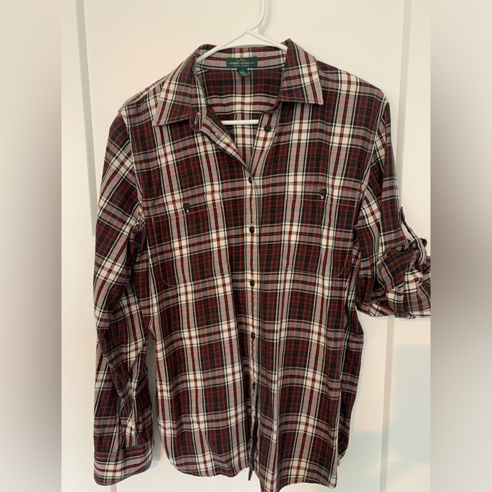 Lauren Ralph Lauren Women Plaid Buttondown Shirt Size L